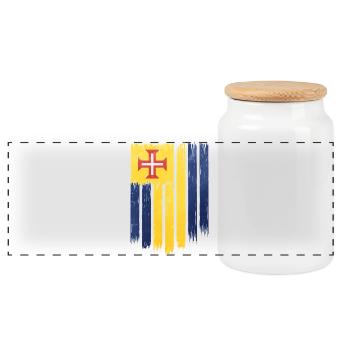 Portugiesische Flagge mit Kreuzmotiv - Panorama Keksdose mit Holzdeckel - Weiß - Vorne