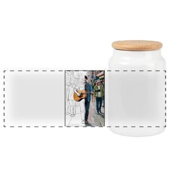 Musiciens de rue dans le style urbain - Boîte à biscuits avec couvercle en bois - blanc - Devant