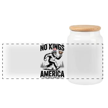Keine Könige in Amerika Patriotischer Bigfoot - Panorama Keksdose mit Holzdeckel - Weiß - Vorne