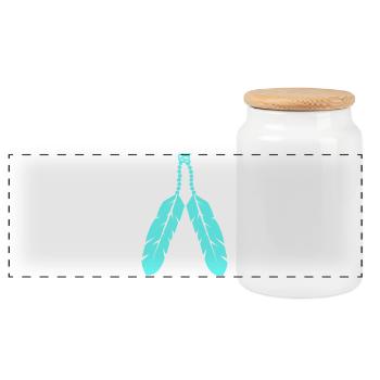 Feather Jewelry Design - Panoramic Cookie Jar with Wooden Lid - white - Front