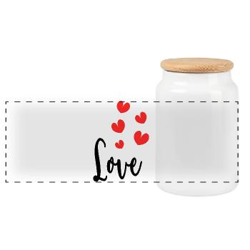 LOVE. COUPLE. JUST MARRIED. EVJF. VALENTINE'S DAY. - Panoramic Cookie Jar with Wooden Lid - white - Front