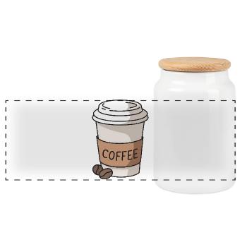 Coffee Cup Simple Caffeine Lover - Panoramic Cookie Jar with Wooden Lid - white - Front