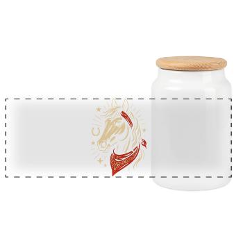 Western Horse with Bandana Stars Country Art - Panoramic Cookie Jar with Wooden Lid - white - Front