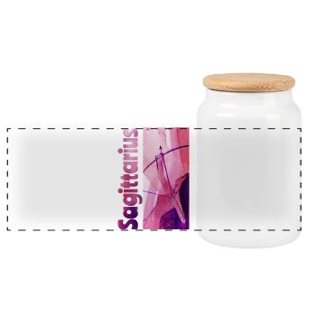 Zodiaque Sagittaire Aquarelle - Boîte à biscuits avec couvercle en bois - blanc - Devant