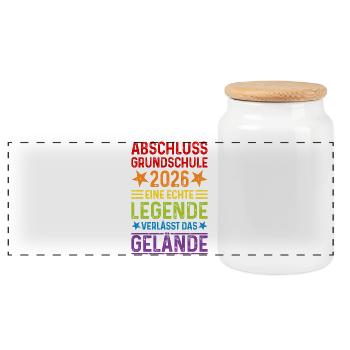 Primary school graduation 2026 - Panoramic Cookie Jar with Wooden Lid - white - Front