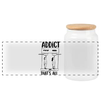 Coffee addict - Panoramic Cookie Jar with Wooden Lid - white - Front