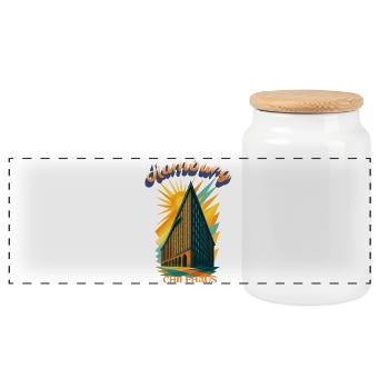 Chemise rétro vintage Hamburg Chilehaus - Boîte à biscuits avec couvercle en bois - blanc - Devant