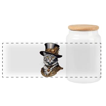 Sir Purrner - Boîte à biscuits avec couvercle en bois - blanc - Devant