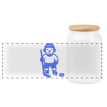 Joueur de hockey sur glace minimaliste Labrador - Boîte à biscuits avec couvercle en bois - blanc - Devant