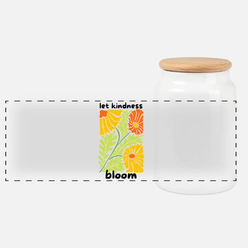 🌼 Let Kindness Bloom 🌼 - Panorama Keksdose mit Holzdeckel - Weiß