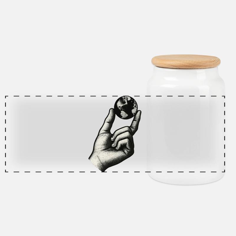 Petit Monde, Terre - Boîte à biscuits avec couvercle en bois - blanc