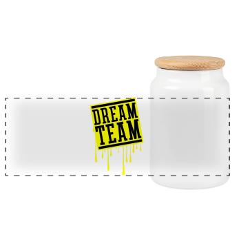 Dream Team - Panorama Keksdose mit Holzdeckel - Weiß - Vorne