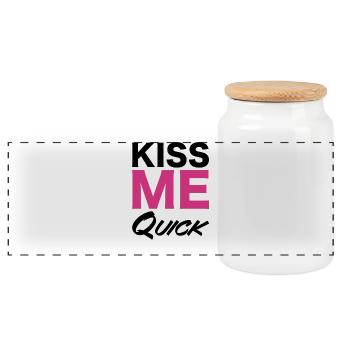 Conception de typographie rapide Kiss Me - Boîte à biscuits avec couvercle en bois - blanc - Devant