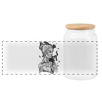 Dessin carographique rouge noir et blanc - Boîte à biscuits avec couvercle en bois - blanc - Devant