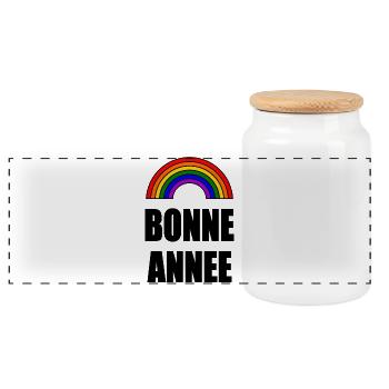 HAPPY NEW YEAR. NEW YEAR'S EVE. NEW YEAR - Panoramic Cookie Jar with Wooden Lid - white - Front