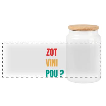 "Zot vini pou?" hoop t-shirt – Zouk - Panoramic Cookie Jar with Wooden Lid - white - Front