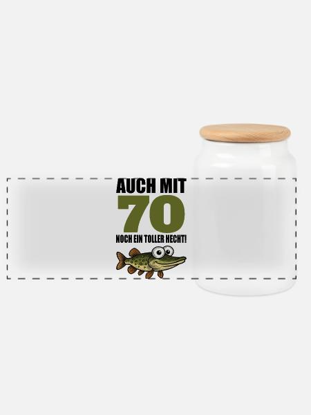 70. Geburtstag Lustig Männer Toller Hecht Geschenk - Panorama Keksdose mit Holzdeckel - Weiß