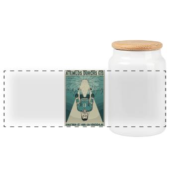 À bout de souffle à travers la glace - Boîte à biscuits avec couvercle en bois - blanc - Devant