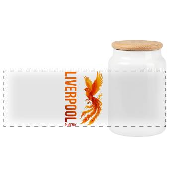 MAJESTIC PHOENIX FIREBIRD - Panoramic Cookie Jar with Wooden Lid - white - Front