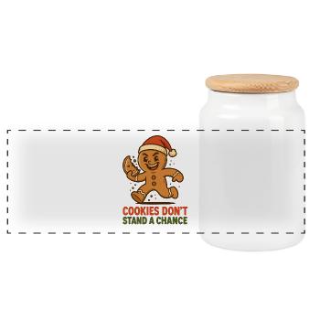 Cookies Don’t Have a Chance – Pain d’épice de Noël - Boîte à biscuits avec couvercle en bois - blanc - Devant