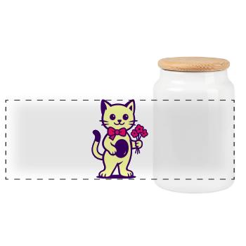 Bouquet de chaton câlin - Boîte à biscuits avec couvercle en bois - blanc - Devant