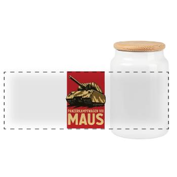 Maus Tank Poster Vintage Art de guerre - Boîte à biscuits avec couvercle en bois - blanc - Devant