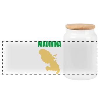 Madinina Martinique map t-shirt - Panoramic Cookie Jar with Wooden Lid - white - Front
