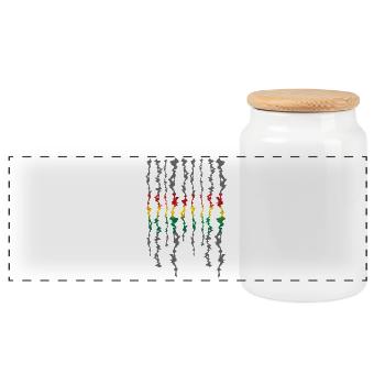 Rasta Ribbon Grayscale Stripes - Panoramic Cookie Jar with Wooden Lid - white - Front