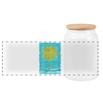 Sun vortex on the beach boat - Panoramic Cookie Jar with Wooden Lid - white - Front