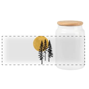 Sunset Pine Silhouette - Panoramic Cookie Jar with Wooden Lid - white - Front