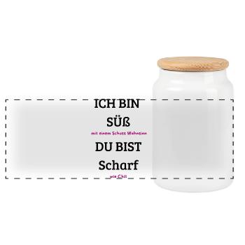 Schuss Wahnsinn Neon Pink - Panorama Keksdose mit Holzdeckel - Weiß - Vorne