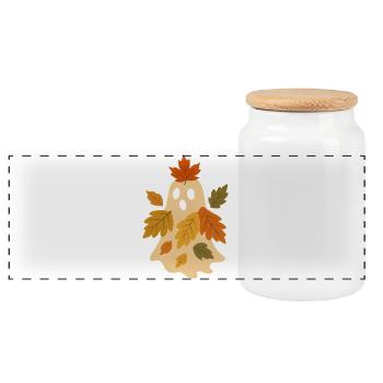 Autumn spirit with leaves - Panoramic Cookie Jar with Wooden Lid - white - Front