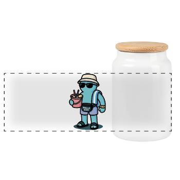 Buddy Bubble – Malle Party 2026 (Garantie du prix le plus bas) - Boîte à biscuits avec couvercle en bois - blanc - Devant