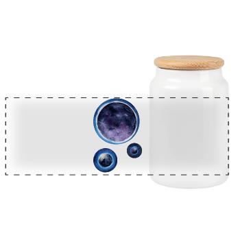Aquarelle Planétaire Bleu Violet - Boîte à biscuits avec couvercle en bois - blanc - Devant