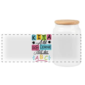 Daycare graduates 2026 - Panoramic Cookie Jar with Wooden Lid - white - Front