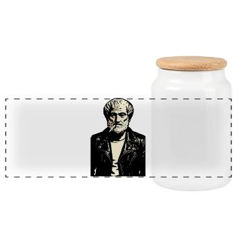 Aristoteles Antiker Philosoph Noir Rebell Porträt - Panorama Keksdose mit Holzdeckel - Weiß - Vorne