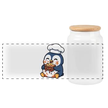 Penguin Chef Chef Lasagne Italie Nourriture Repas - Boîte à biscuits avec couvercle en bois - blanc - Devant