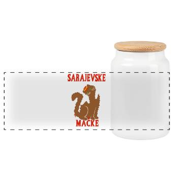 Sarajevo Katze Bosnien - Panorama Keksdose mit Holzdeckel - Weiß - Vorne