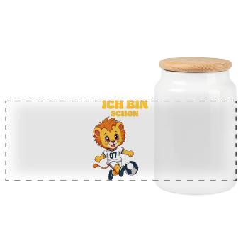 Concevez votre propre ballon de football pour lion - Boîte à biscuits avec couvercle en bois - blanc - Devant