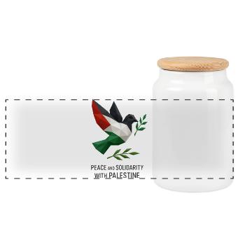dove of peace in the colours of Palestine - Panoramic Cookie Jar with Wooden Lid - white - Front