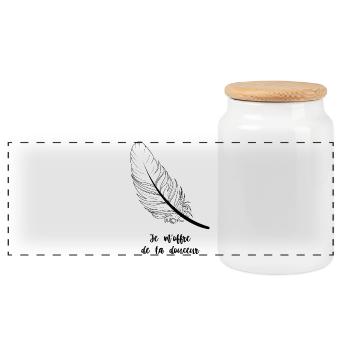 I treat myself to softness - Panoramic Cookie Jar with Wooden Lid - white - Front