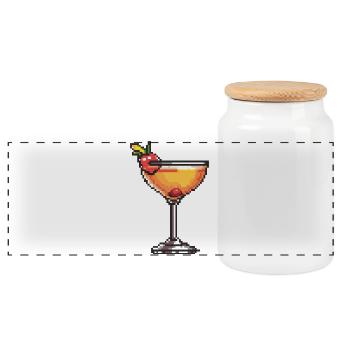 Pixel Cocktail Illustration - Panoramic Cookie Jar with Wooden Lid - white - Front