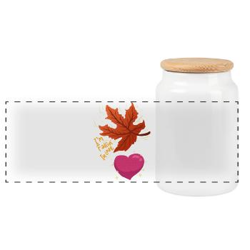I'm Falling in Love - Maple Leaf Falling In Love - Panorama Keksdose mit Holzdeckel - Weiß - Vorne