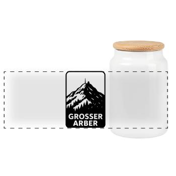 großer arber - Panorama Keksdose mit Holzdeckel - Weiß - Vorne