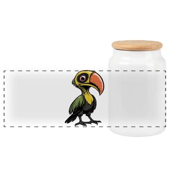 Toucan oiseau Halloween bande dessinée drôle - Boîte à biscuits avec couvercle en bois - blanc - Devant