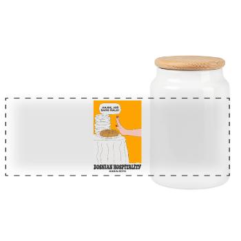 Bosnian hospitality - Panoramic Cookie Jar with Wooden Lid - white - Front