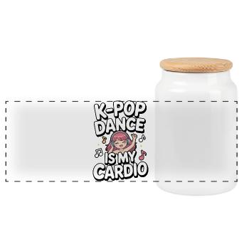 K-Pop Dance Funny Korea - Panoramic Cookie Jar with Wooden Lid - white - Front