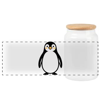 Pinguin - Panorama Keksdose mit Holzdeckel - Weiß - Vorne