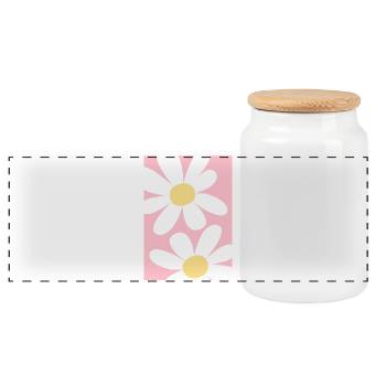 Rose avec des fleurs - Boîte à biscuits avec couvercle en bois - blanc - Devant