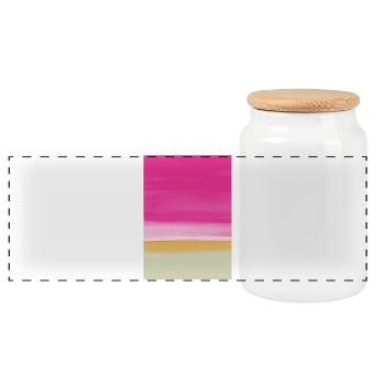 Étude de ligne rose jaune - Boîte à biscuits avec couvercle en bois - blanc - Devant